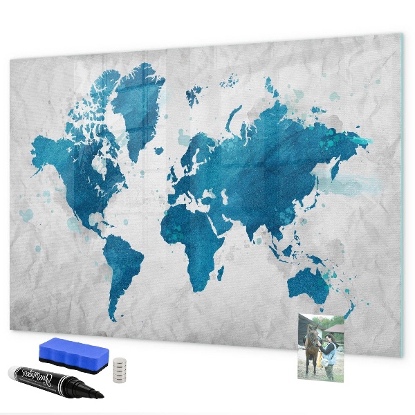 Magnettafel zum schreiben Weltkarte mit persönlichen Fotos