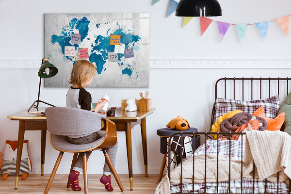 Magnettafel zum schreiben Weltkarte mit persönlichen Fotos