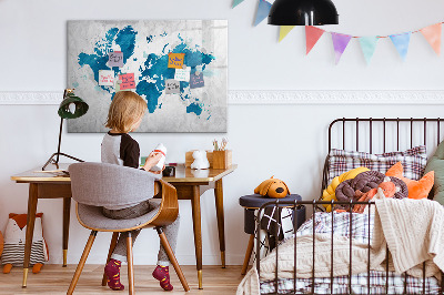 Magnettafel zum schreiben Weltkarte mit persönlichen Fotos