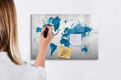 Magnettafel zum schreiben Weltkarte mit persönlichen Fotos