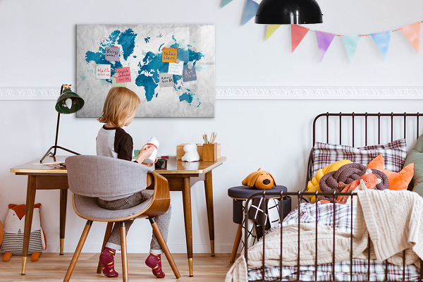 Magnettafel zum schreiben Weltkarte mit persönlichen Fotos