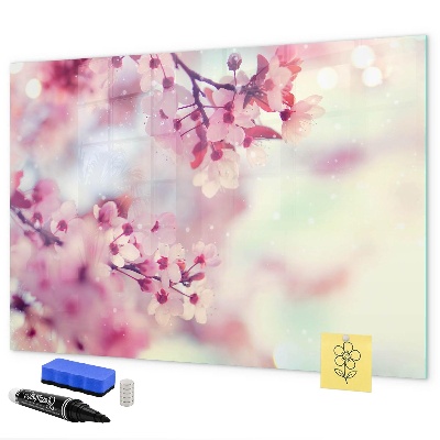 Magnettafel zum schreiben Blumencollage mit Fotos und Notizen