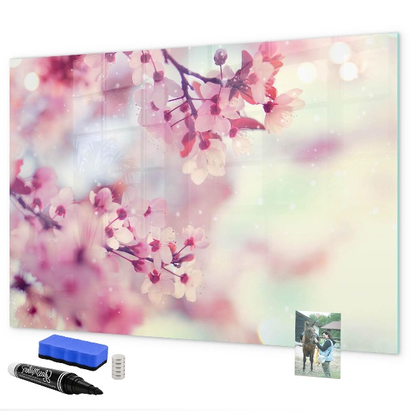 Magnettafel zum schreiben Blumencollage mit Fotos und Notizen
