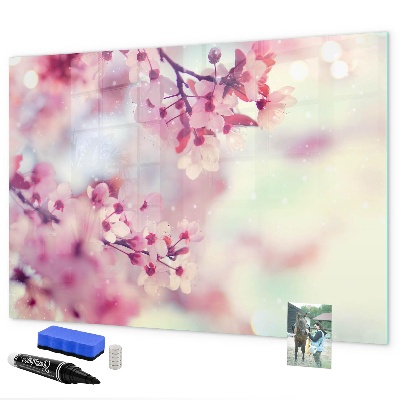 Magnettafel zum schreiben Blumencollage mit Fotos und Notizen