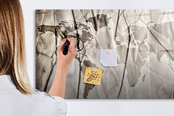 Schreib magnettafel Weltkarte mit Fotos und Zubehör