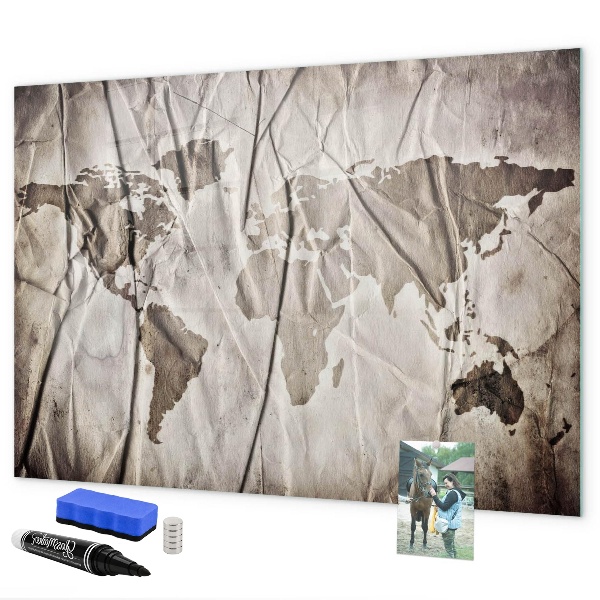 Schreib magnettafel Weltkarte mit Fotos und Zubehör