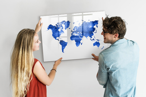 Schreib magnettafel Weltkarte mit Fotostandorten