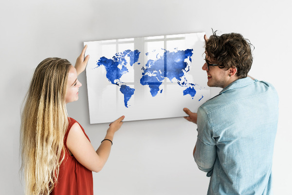 Schreib magnettafel Weltkarte mit Fotostandorten