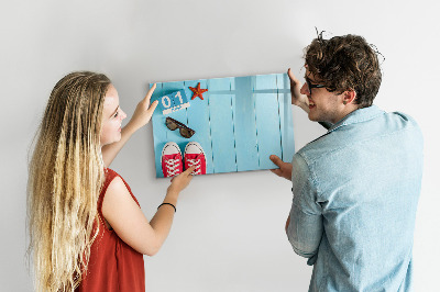 Schreib magnettafel Sommererinnerungen auf blauem Hintergrund