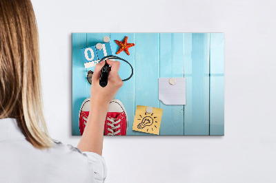 Schreib magnettafel Sommererinnerungen auf blauem Hintergrund
