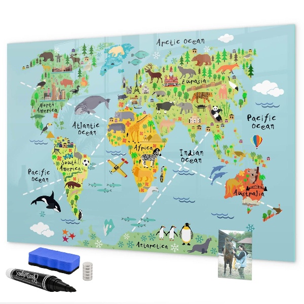 Schreib magnettafel Weltkarte mit Fotostandorten