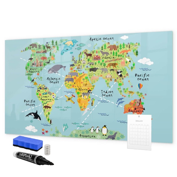 Schreib magnettafel Weltkarte mit Fotostandorten