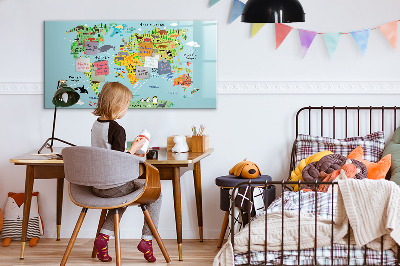 Schreib magnettafel Weltkarte mit Fotostandorten