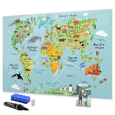 Schreib magnettafel Weltkarte mit Fotostandorten