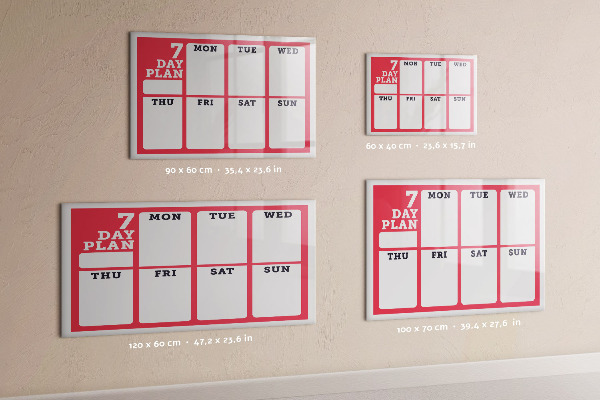 Schreib magnettafel Wochenplan mit Platz für Fotos