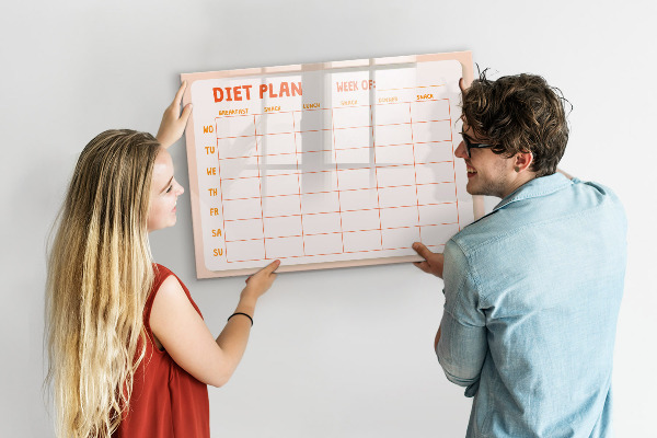 Magnettafel zum schreiben Ernährungsplan für die ganze Woche