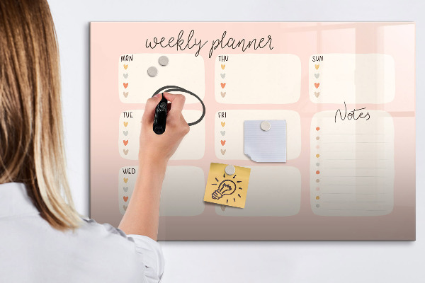 Magnettafel zum schreiben Wochenplaner mit Platz für Fotos