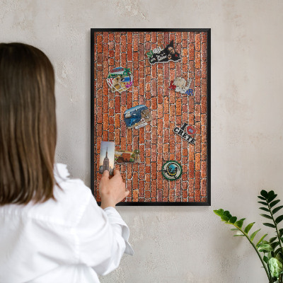 Magnettafel Metall mit Rahmen in Schwarz Ziegelmotiv