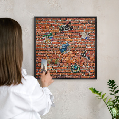 Magnettafel Metall mit Rahmen in Schwarz Ziegelmotiv