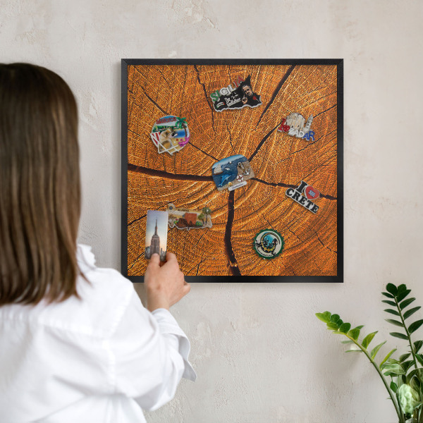 Magnettafel Metall mit Rahmen in Schwarz Holzmaserung