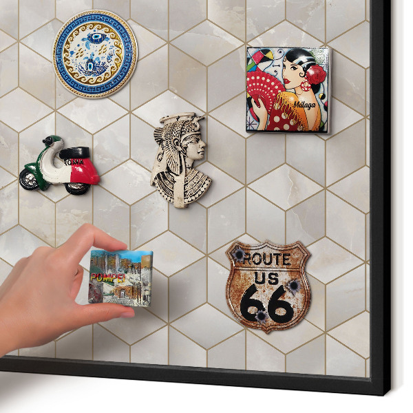 Magnettafel Metall mit Rahmen in Schwarz Kubischer Hintergrund