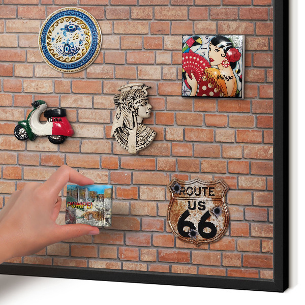 Magnettafel Metall mit Rahmen in Schwarz Ziegelmauer