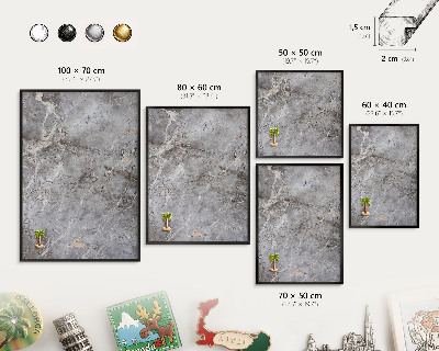 Magnettafel Metall mit Rahmen in Schwarz Gemusterter Marmor