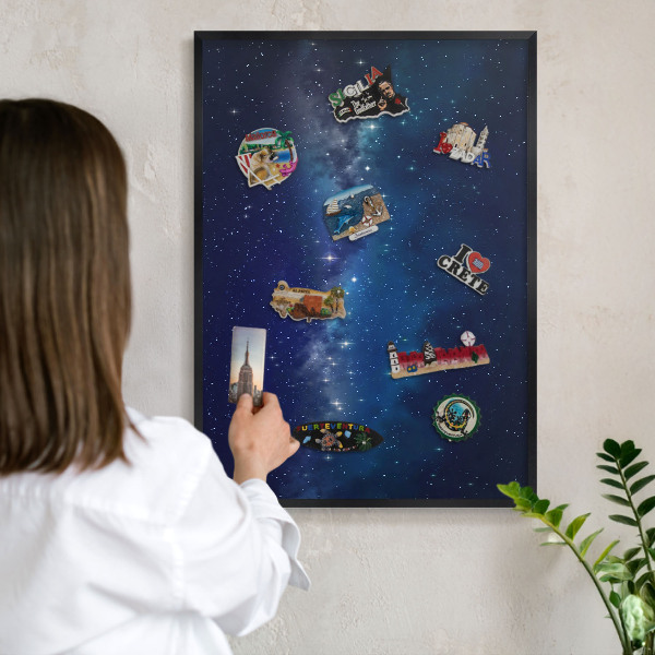 Magnettafel Metall mit Rahmen in Schwarz Sternenraum
