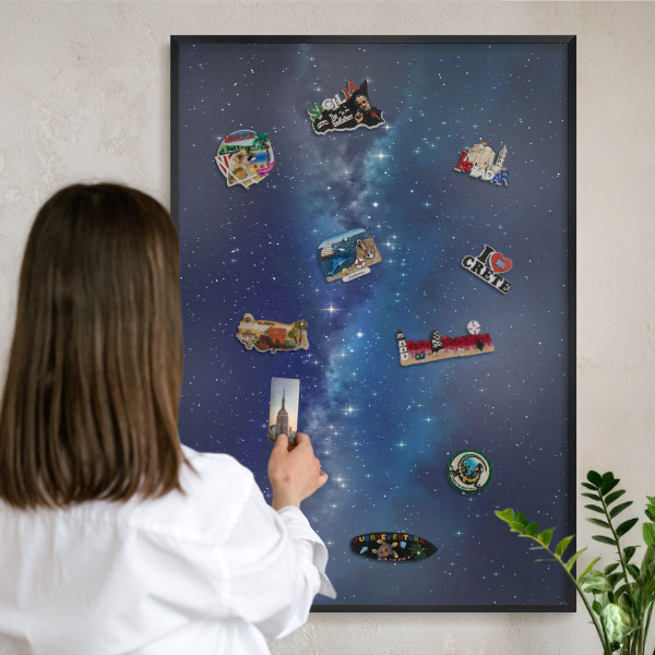 Magnettafel Metall mit Rahmen in Schwarz Sternenraum