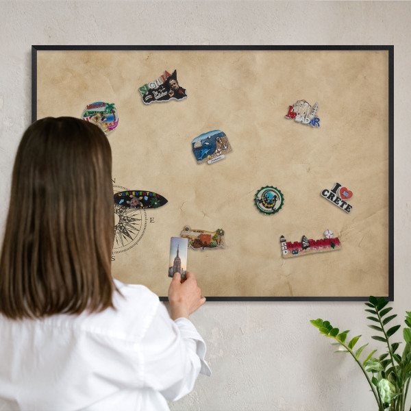 Magnettafel Metall mit Rahmen in Schwarz Windrose