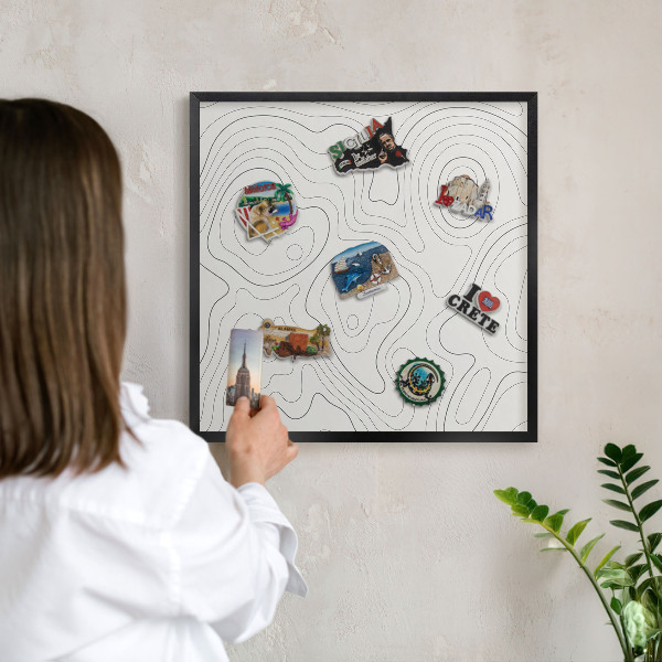 Magnettafel Metall mit Rahmen in Schwarz Geometrische Eleganz