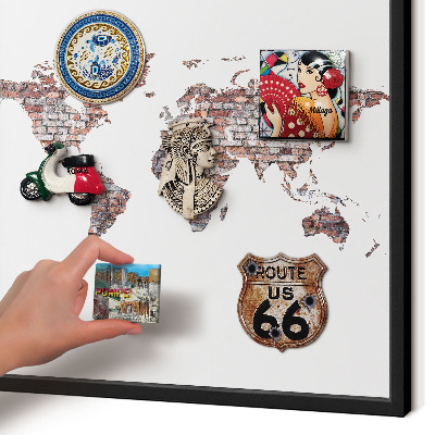 Magnettafel Metall mit Rahmen in Schwarz Brick World