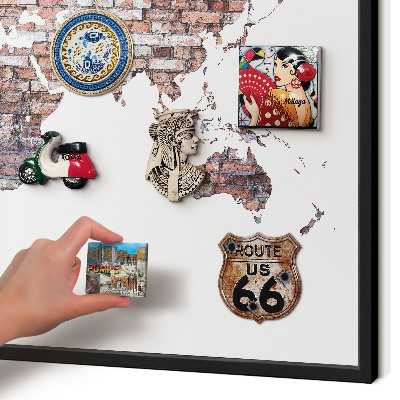 Magnettafel Metall mit Rahmen in Schwarz Brick World