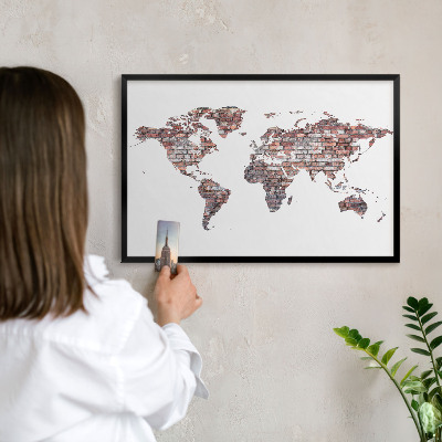 Magnettafel Metall mit Rahmen in Schwarz Brick World