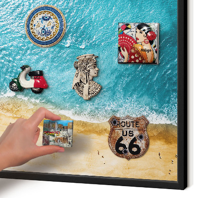 Magnettafel Metall mit Rahmen in Schwarz Meer und Strand
