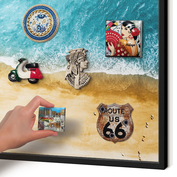Magnettafel Metall mit Rahmen in Schwarz Meer und Strand