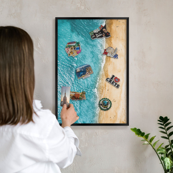 Magnettafel Metall mit Rahmen in Schwarz Meer und Strand