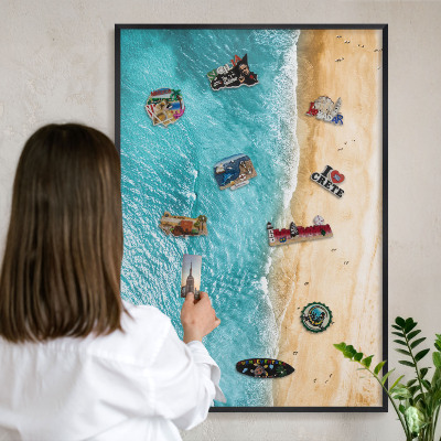 Magnettafel Metall mit Rahmen in Schwarz Meer und Strand