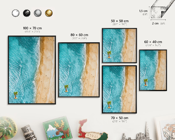 Magnettafel Metall mit Rahmen in Schwarz Meer und Strand