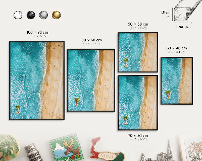 Magnettafel Metall mit Rahmen in Schwarz Meer und Strand