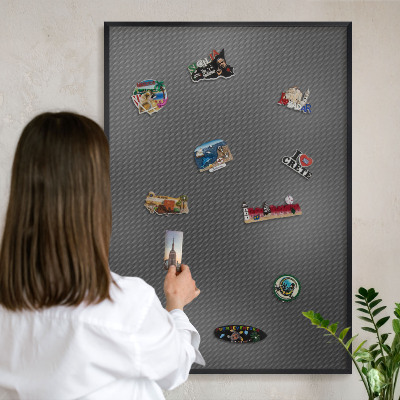 Magnettafel Metall mit Rahmen in Schwarz Geometrische Textur