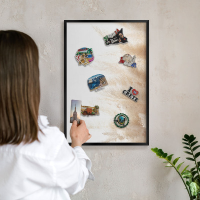 Magnetpinnwand Metall für Urlaubsmagnete mit schwarzem Rahmen Essentielle Gräser