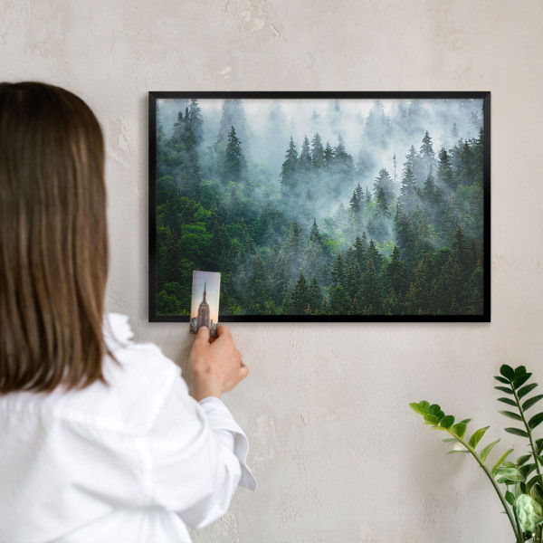 Magnettafel Metall mit Rahmen in Schwarz Geheimnisvoller Wald