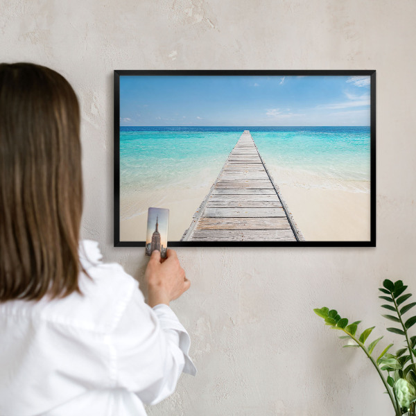 Magnettafel Metall mit Rahmen in Schwarz Ocean Pier