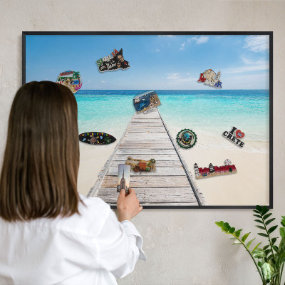 Magnettafel Metall mit Rahmen in Schwarz Ocean Pier