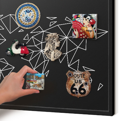Magnettafel Metall mit Rahmen in Schwarz Weltkarte