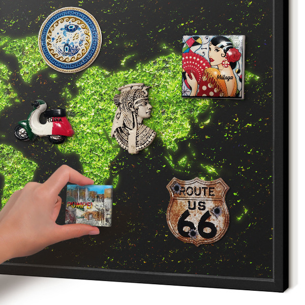 Magnettafel Metall mit Rahmen in Schwarz Grüne Karte