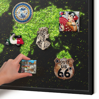 Magnettafel Metall mit Rahmen in Schwarz Grüne Karte