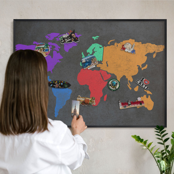 Magnetpinnwand Metall für Urlaubsmagnete mit schwarzem Rahmen Farbkarte