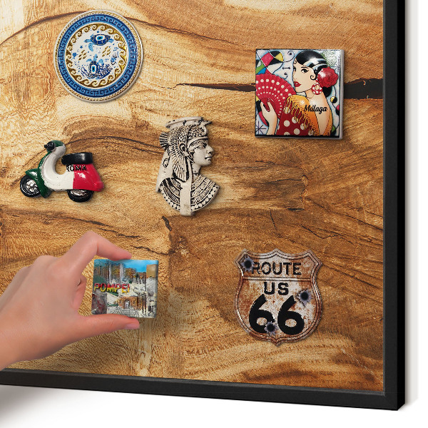 Magnettafel Metall mit Rahmen in Schwarz Naturholz